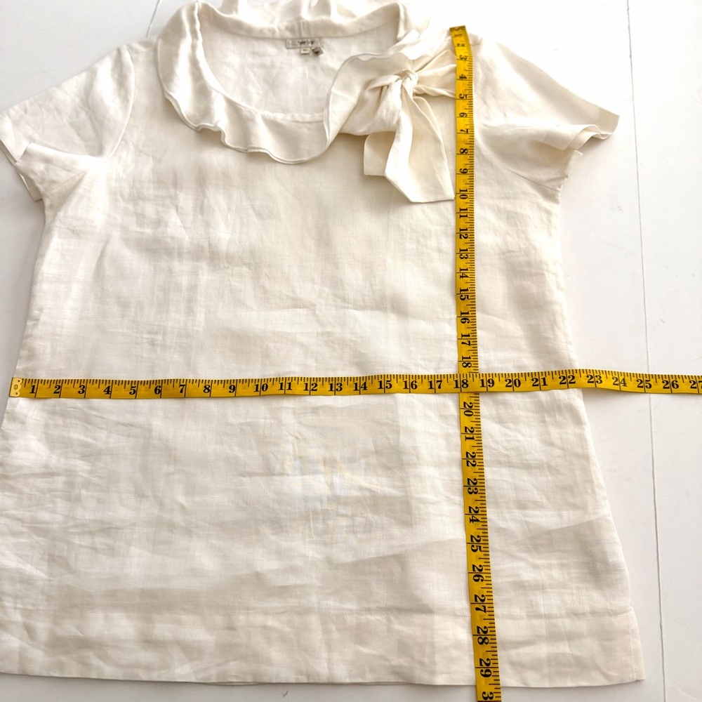 Tyler Boe Cream Linen Ruffle Collar Tunic Top Blouse Size XL Lagenlook Neutral - Picture 14 of 14